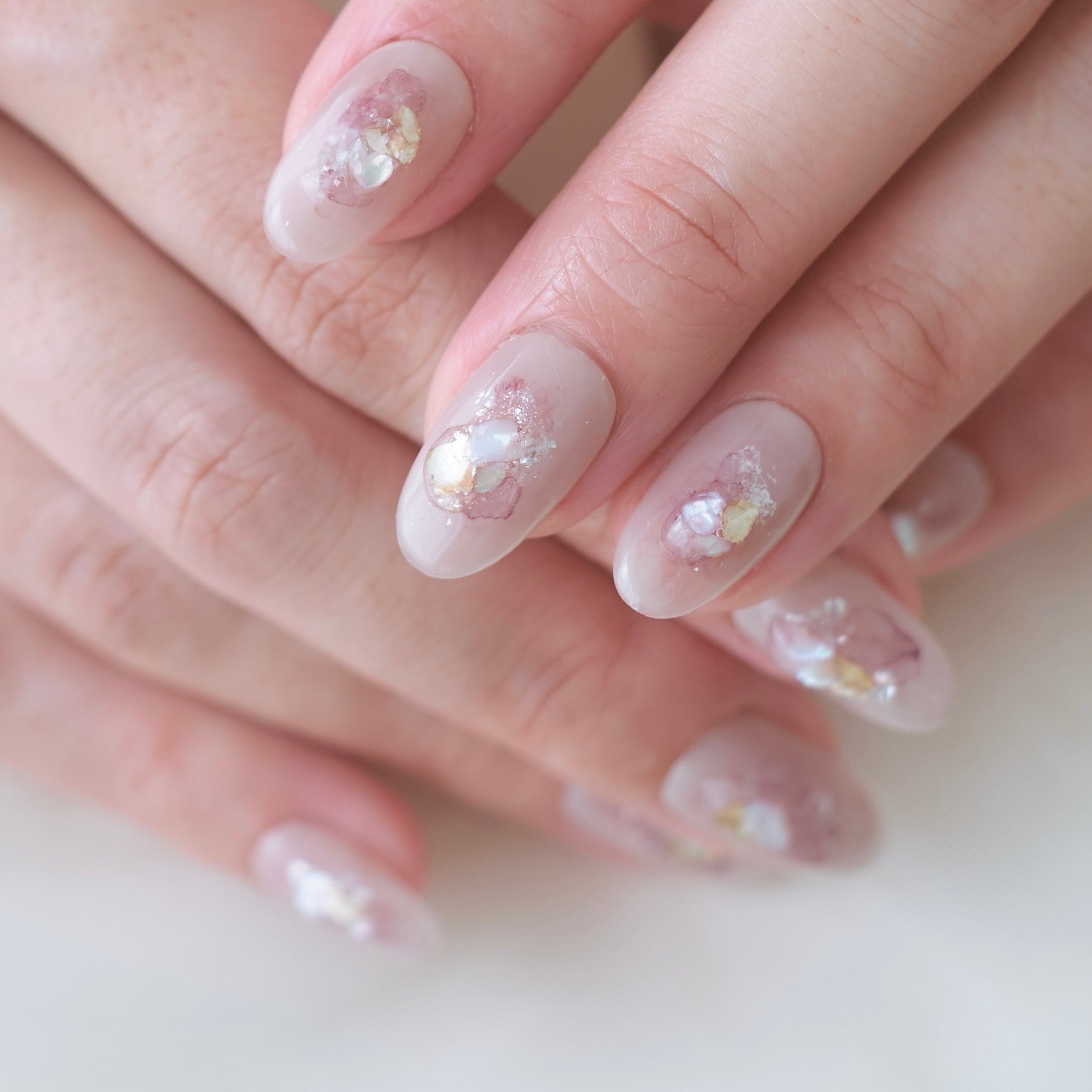 花ネイルチップ Cosmos♡ネイルチップ♡コスモスフラワーベージュ大人 ネイルチップ